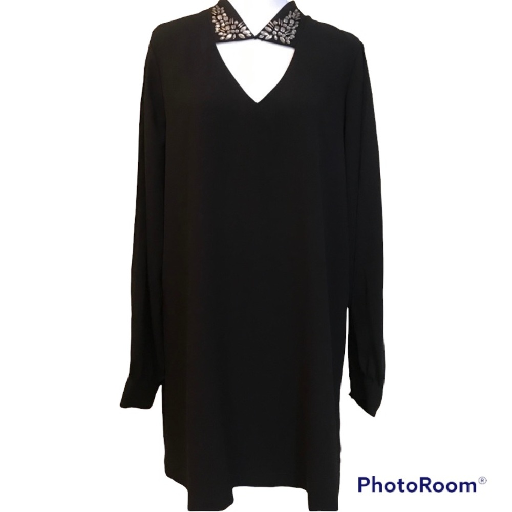 BCBGMAXAZRIA Jeweled Collar Dress